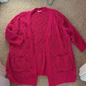 Terra & Sky Fuchsia Open-Front Knit Cardigan